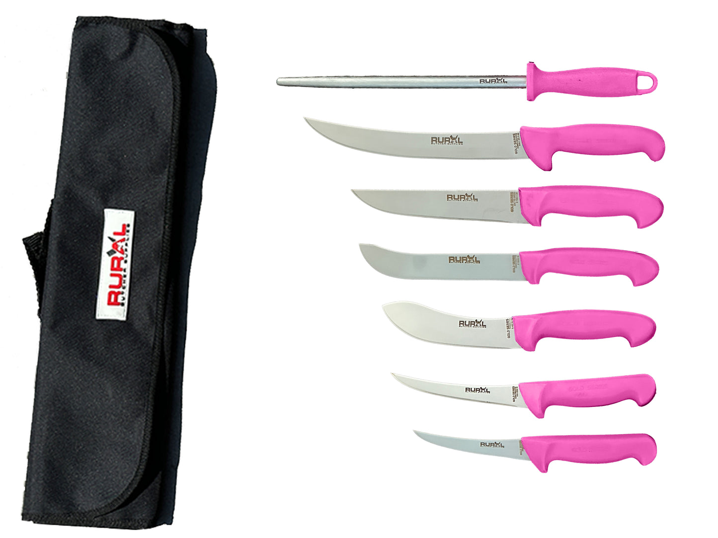 7PC Professional Butchers Knife Set | NEON PINK