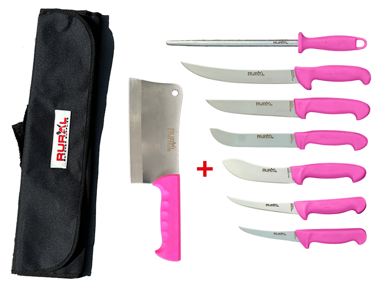 7PC Professional Butchers Knife Set | NEON PINK